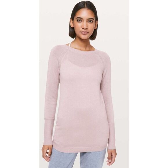 Lululemon Unity Drop Back Long Sleeve Sweater Cashmere Blend‎ Dusty Rose Size 6 - Picture 1 of 10